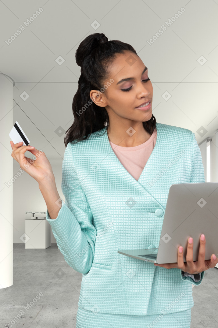 Woman working on a laptop