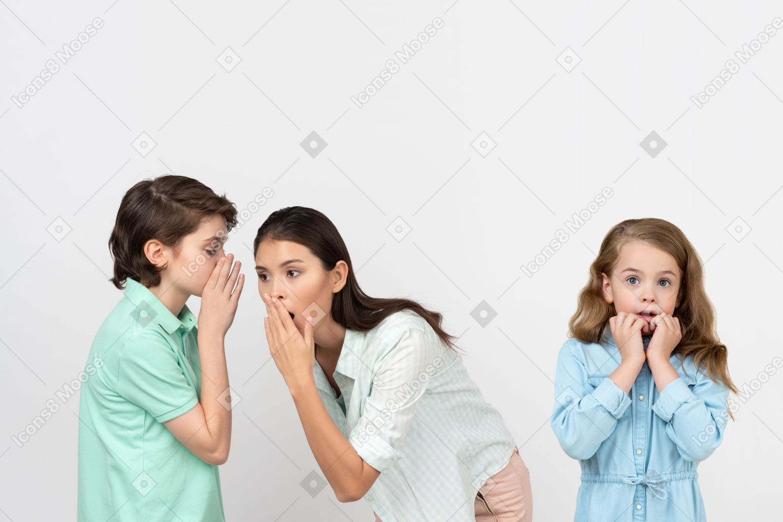 Attractive boy sharing a secret with his mother