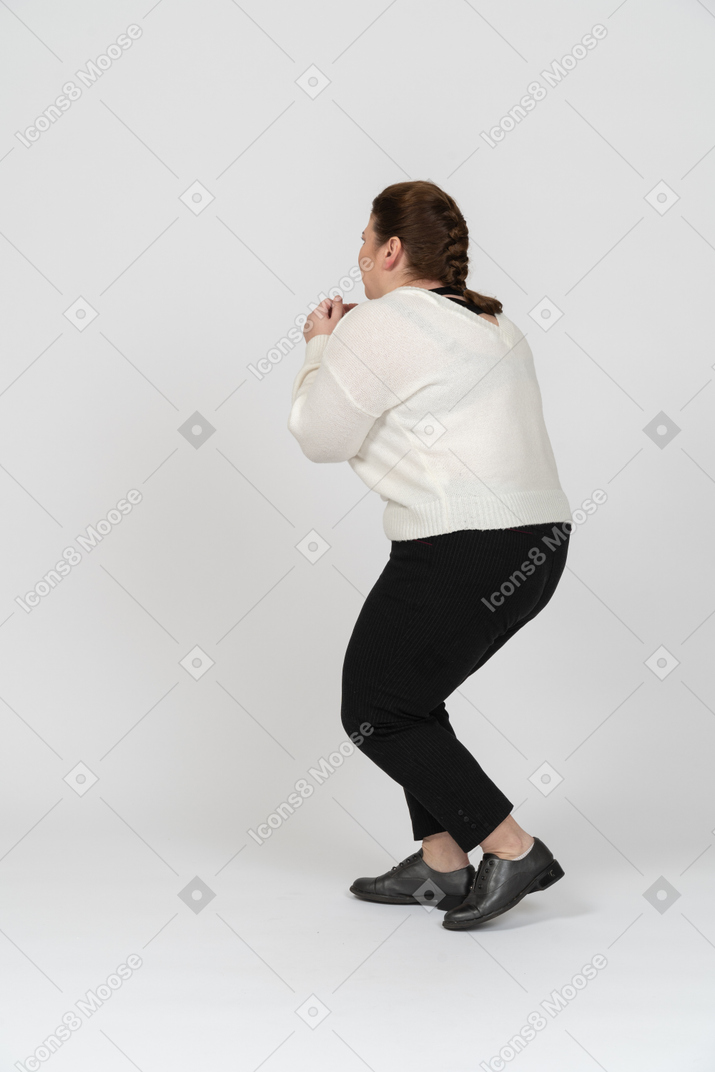 Plus size woman in casual clothes