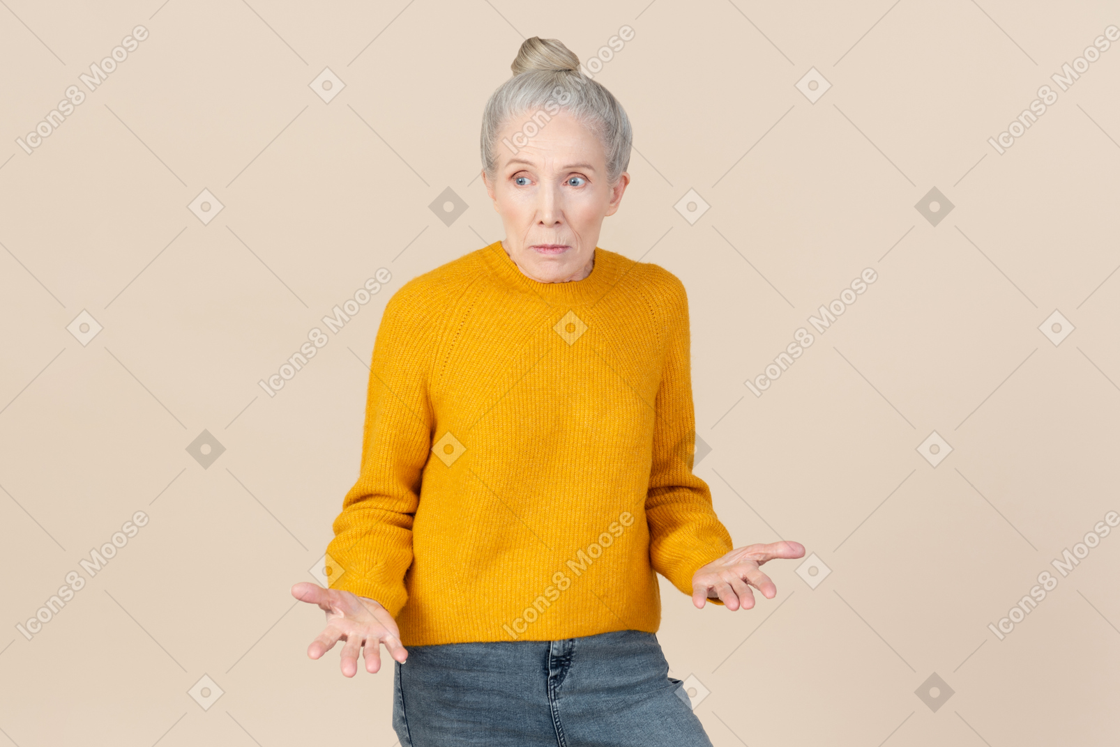 Elegant older woman looking confused