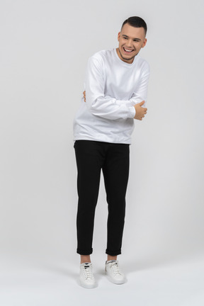 Laughing young man in casual clothes