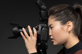 Female photographer at work