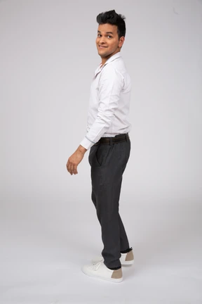 Man in white shirt standing