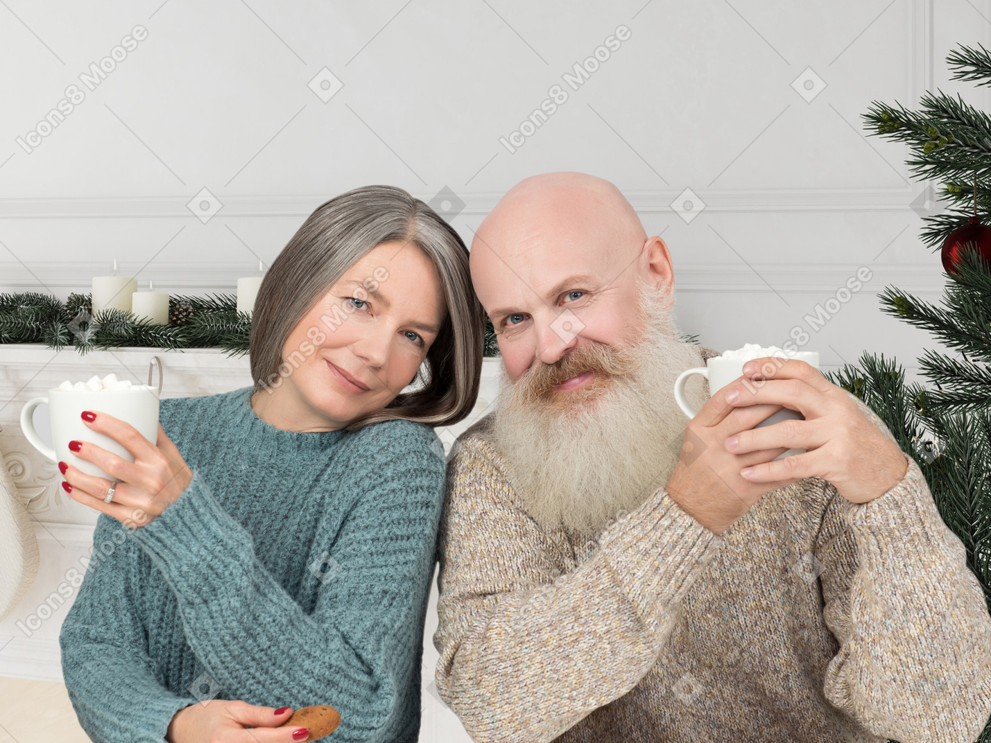 Senior couple happy to celebrate christmas together