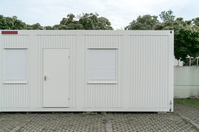 Empty garage doors in a modern building