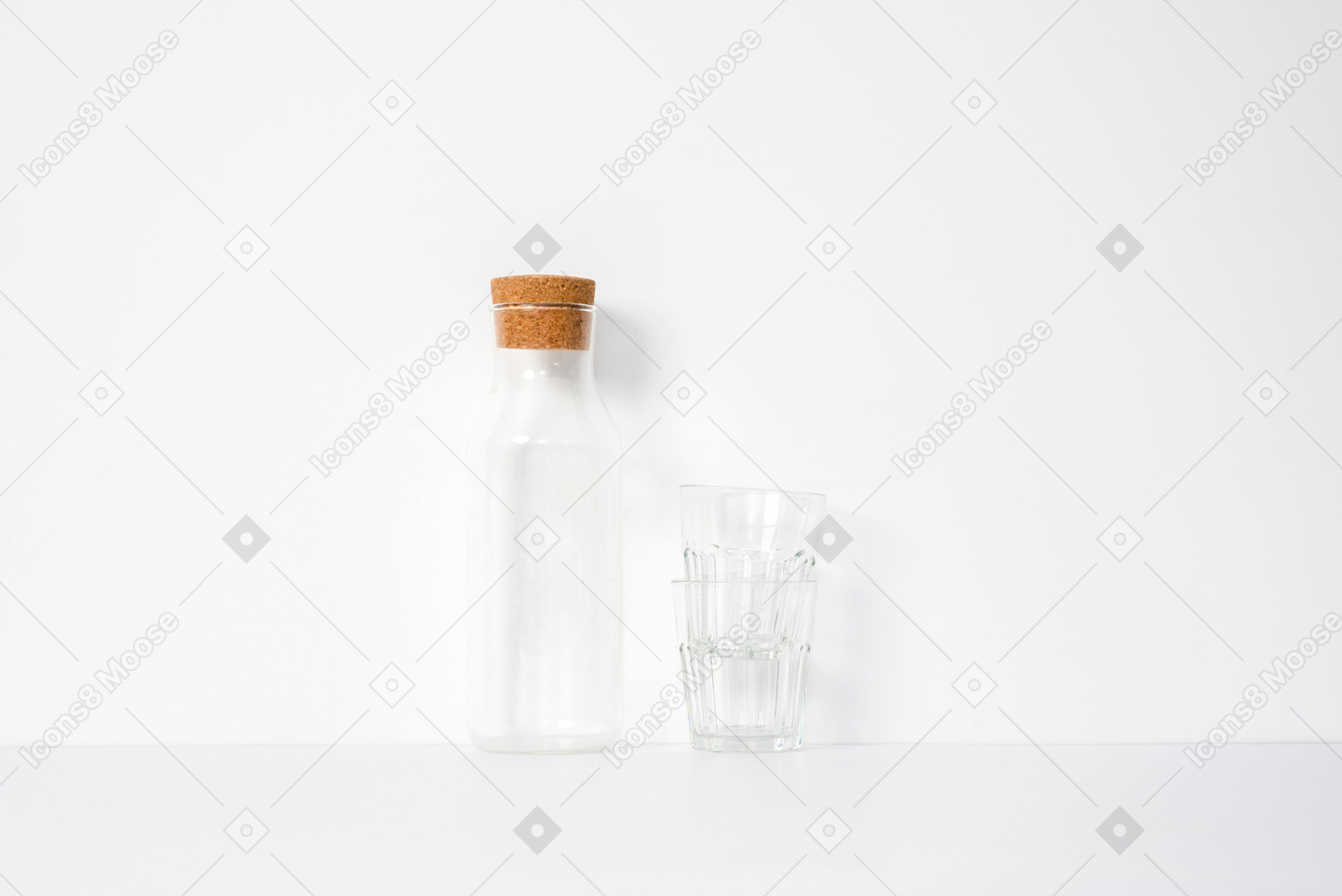 Empty bottle with two glasses