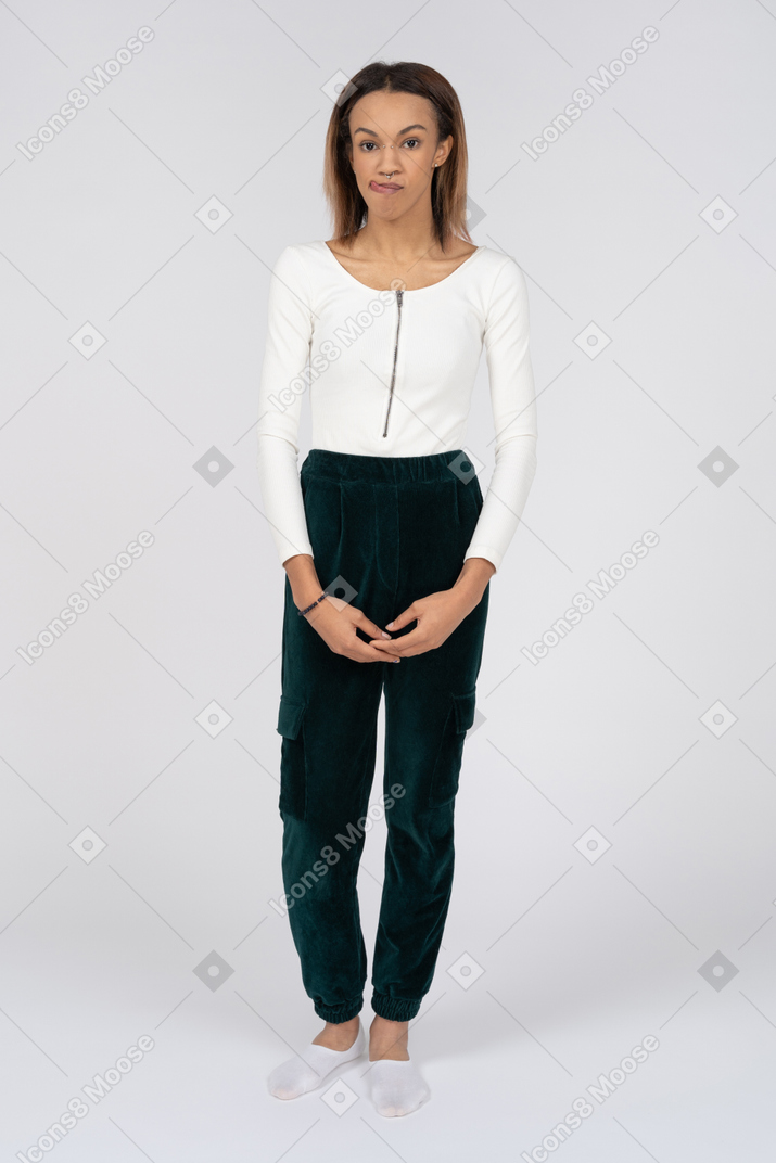 Woman in casual clothes standing