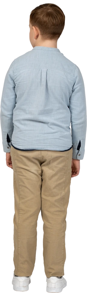 Back view of a boy looking aside