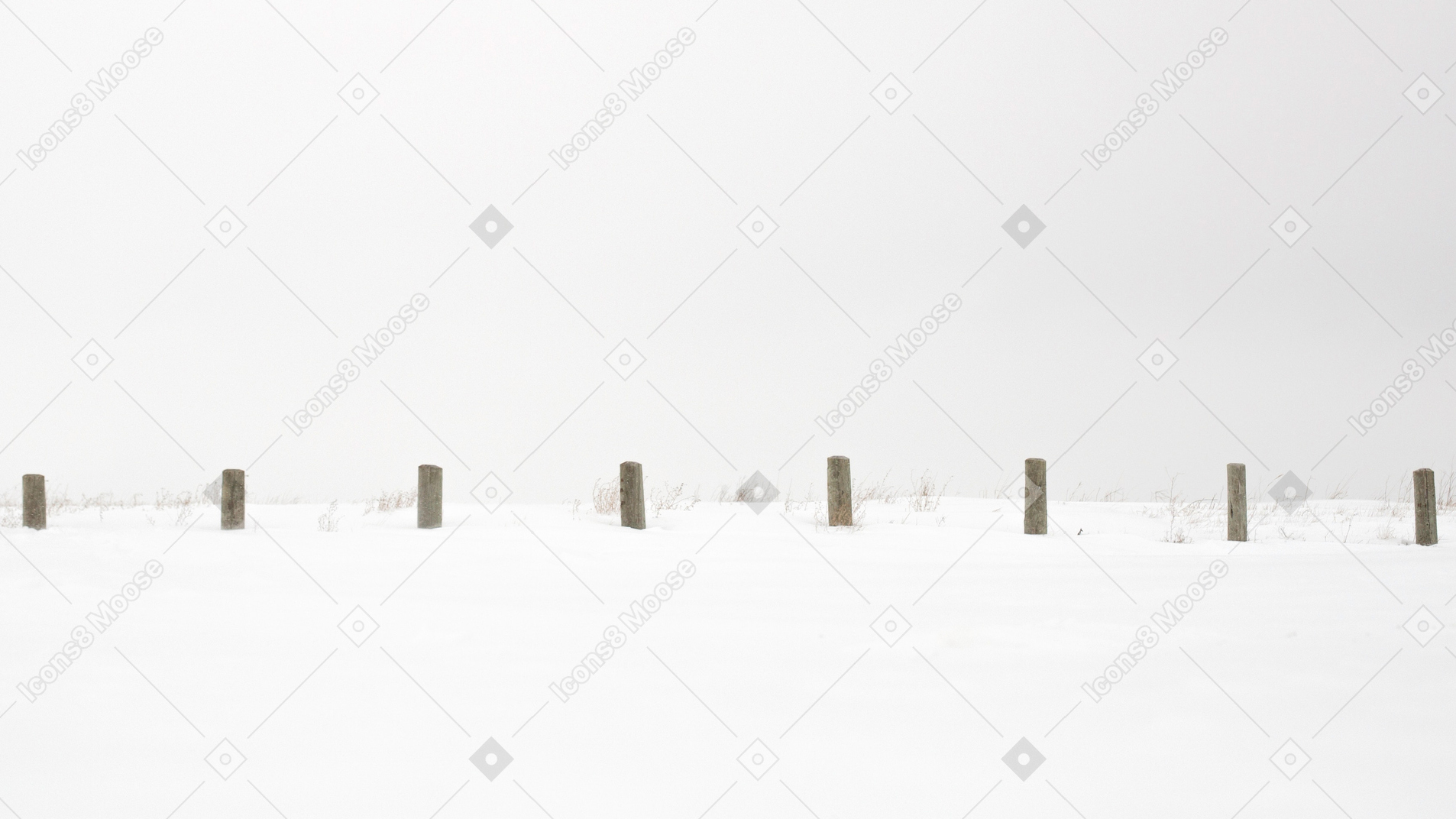 Background of deserted territory with white snow