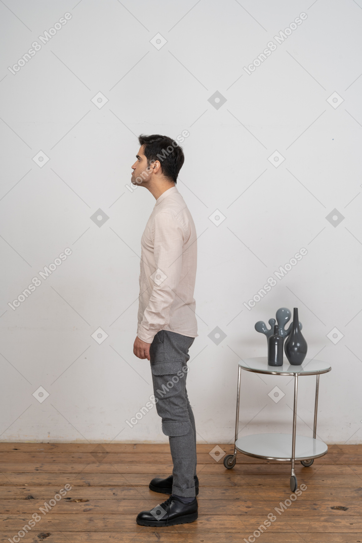Side view of an angry man in casual clothes
