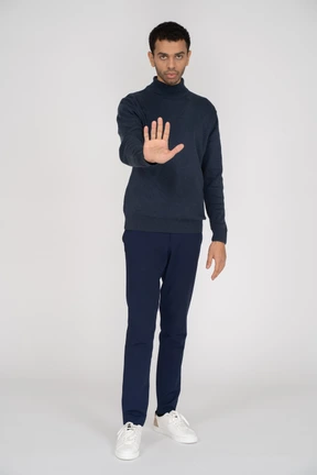 Man in black clothes standing