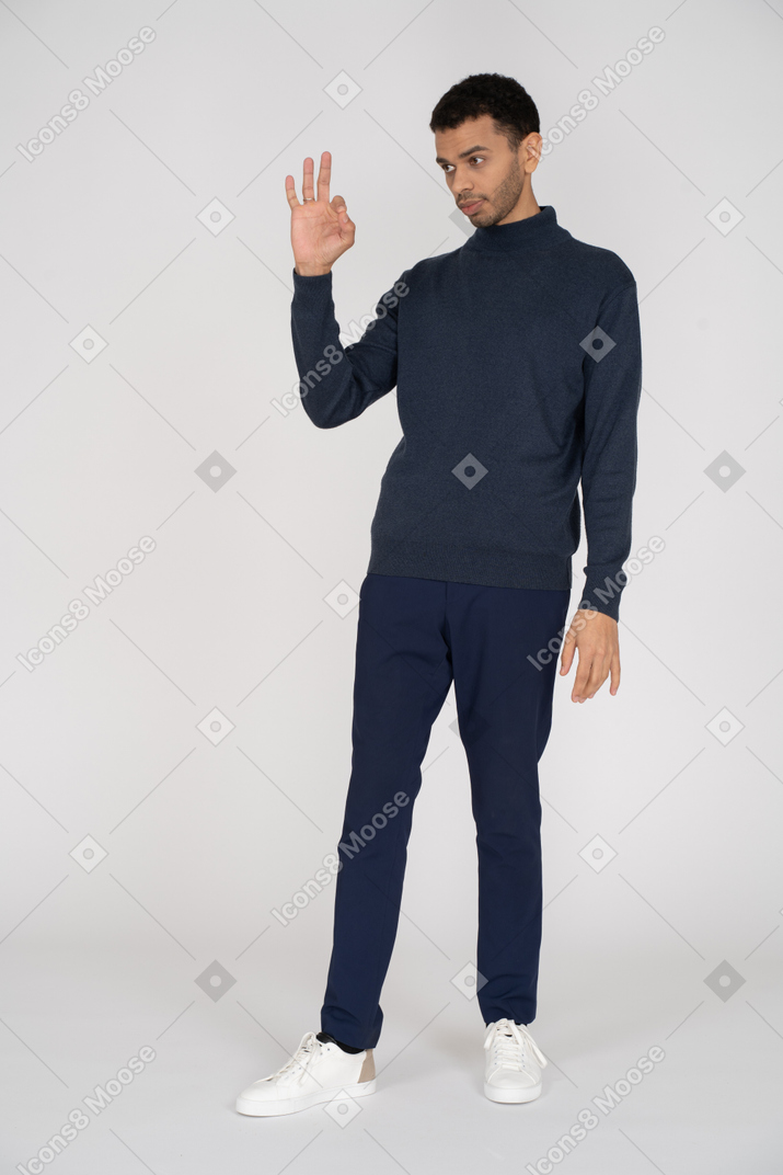 Man in black clothes standing