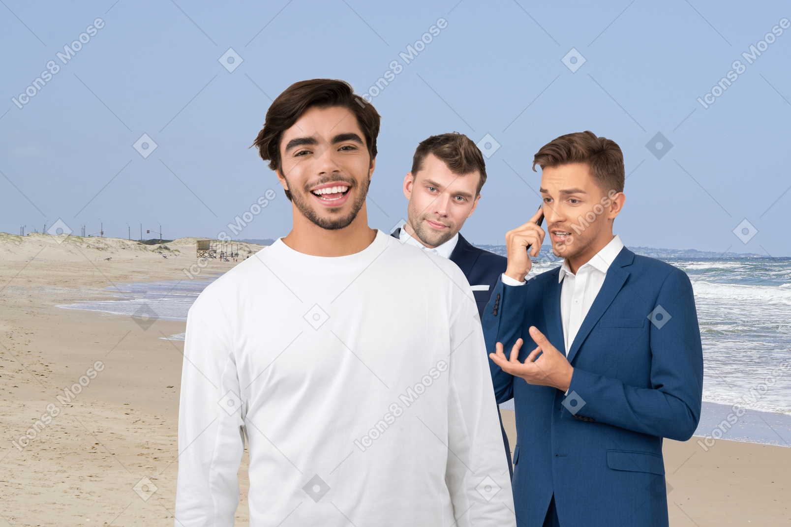 Businessman standing on the beach