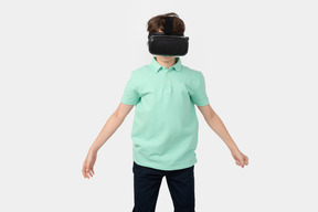 Boy in virtual reality headset