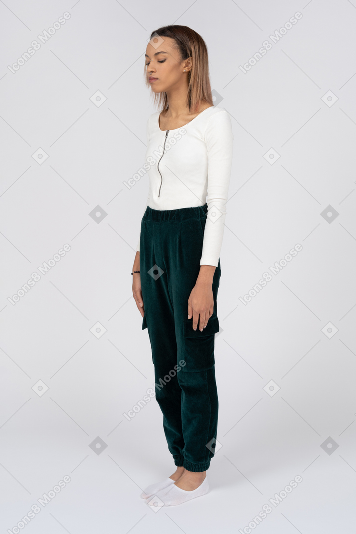 Woman in casual clothes standing