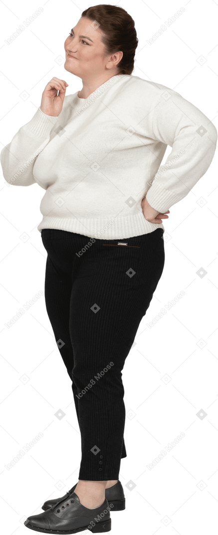 Plus size woman in casual clothes smiling