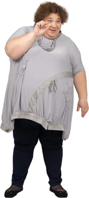 Woman measuring something small with hand