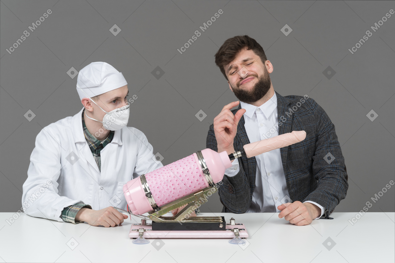 Young man, doctor and sex machine