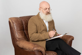 Mature psychoanalyst working