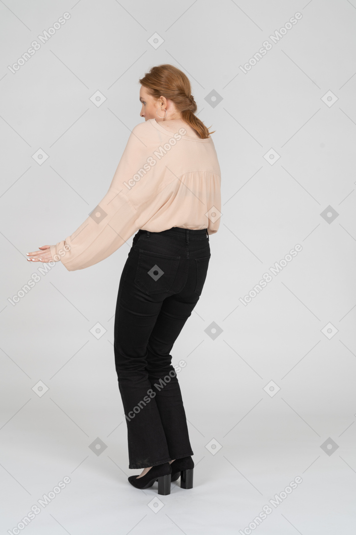 Woman in beautiful blouse dancing