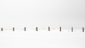 Background of deserted territory with white snow