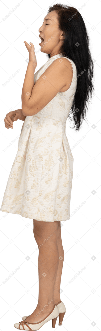 Femme en belle robe debout