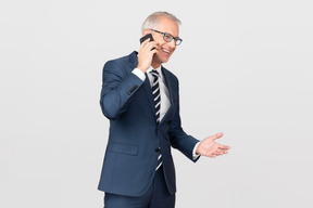 Elegant middle-aged man talking on the phone