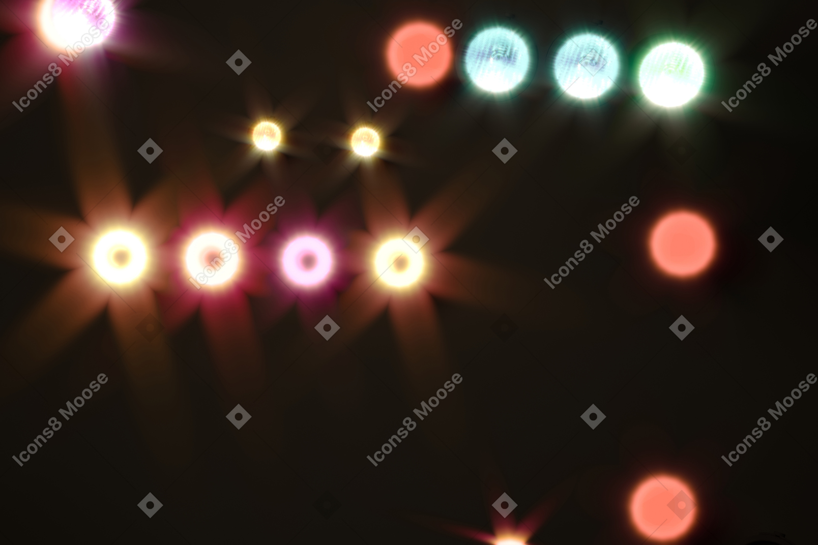 Colorful bokeh lights on dark background
