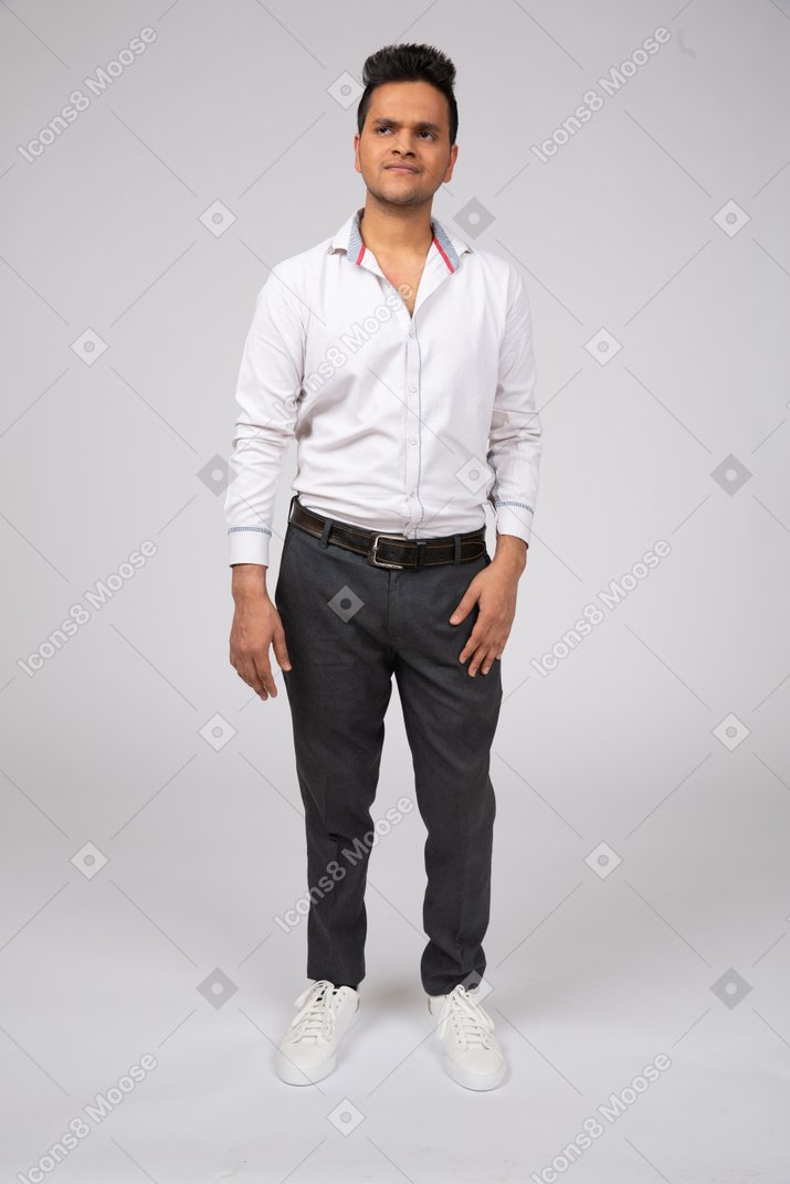 Man in white shirt standing