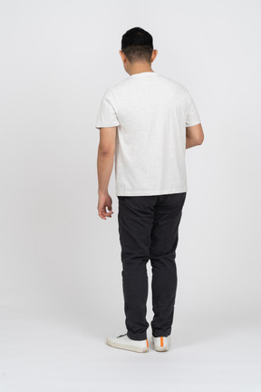 Back view of a man in casual clothes