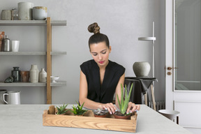 Woman with plants