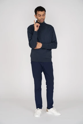 Man in black clothes standing