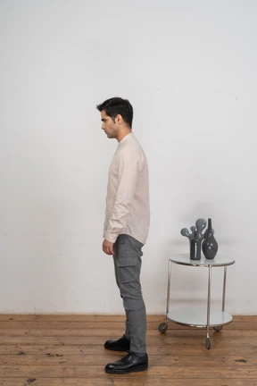 Side view of an angry man in casual clothes