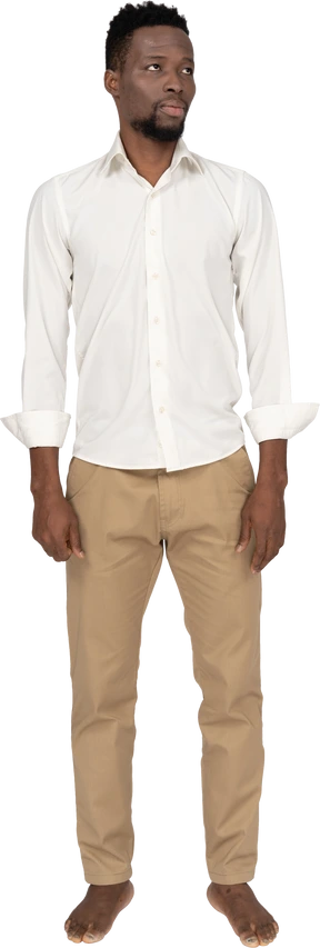Man in white shirt standing