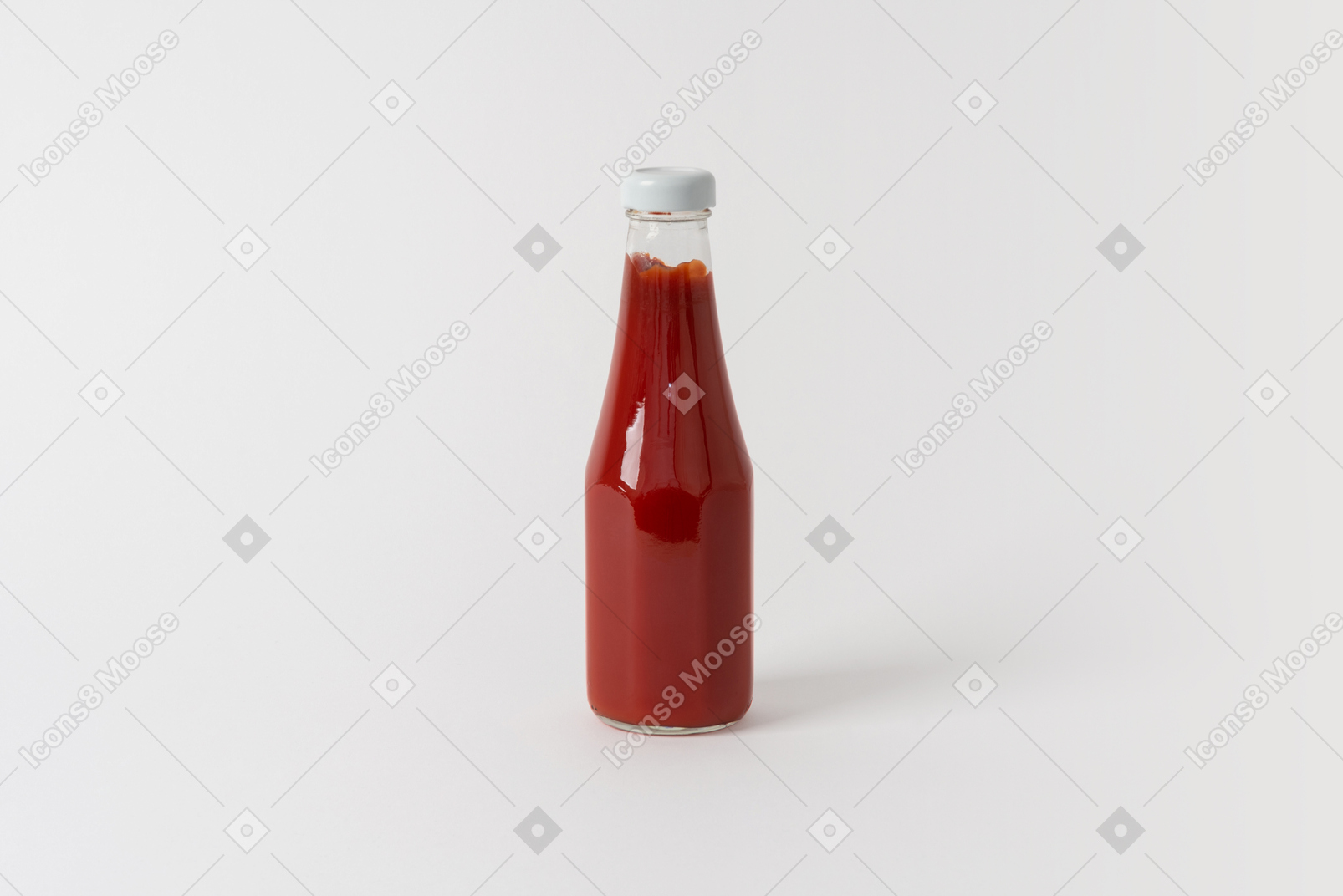 Tomato sauce in a glass bottle