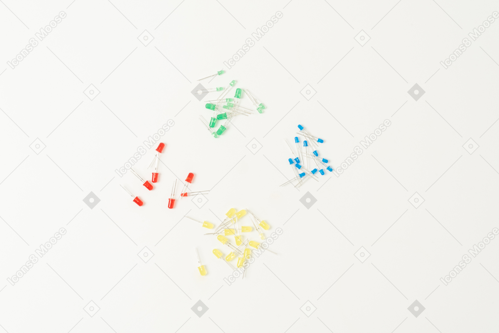 Colorful light-emitting diodes on a white background