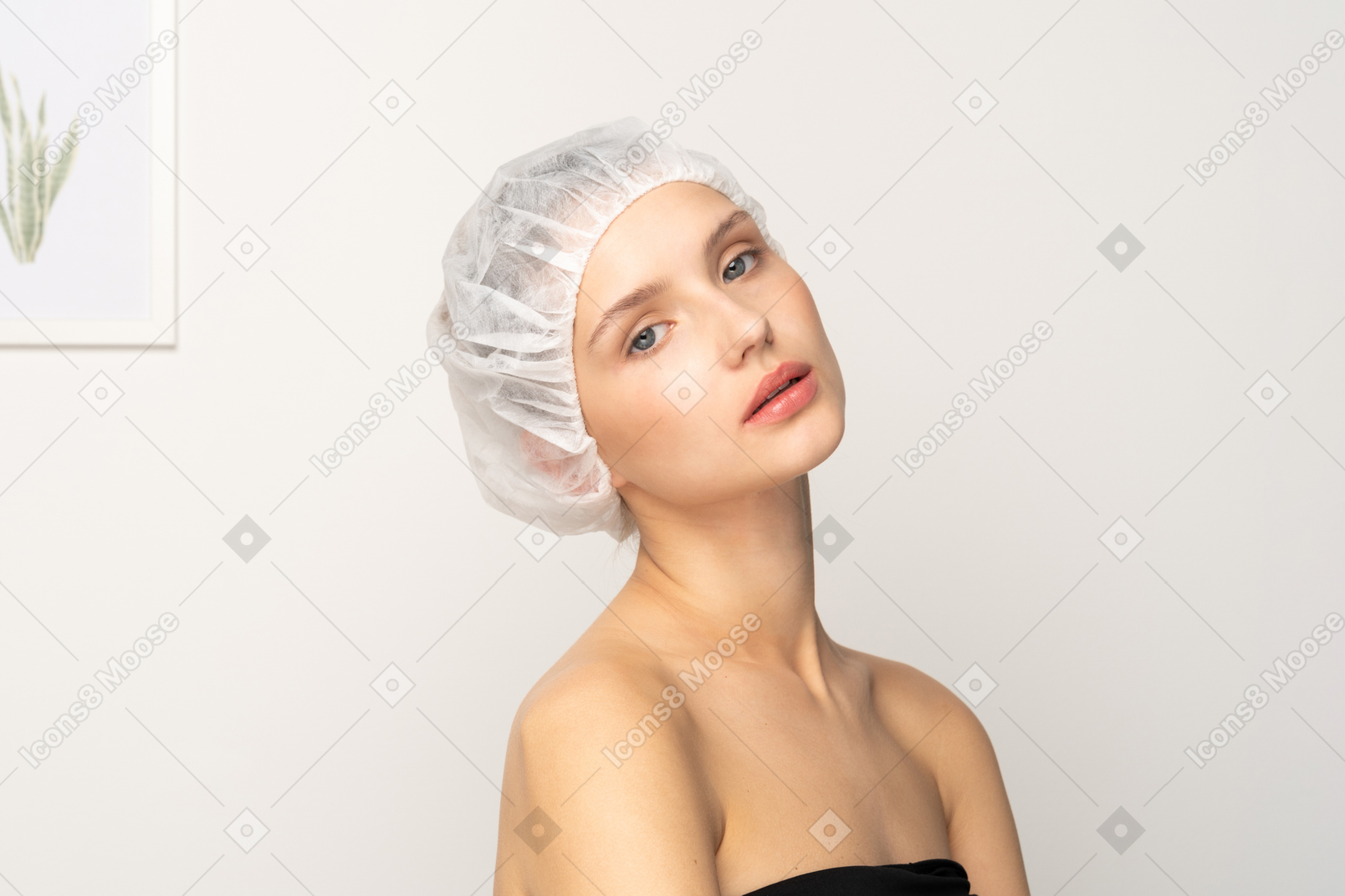 Portrait of a young attractive woman in medical cap