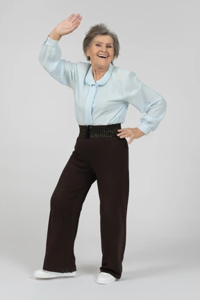 Old lady waving
