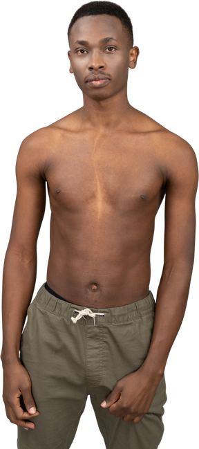 A shirtless young man