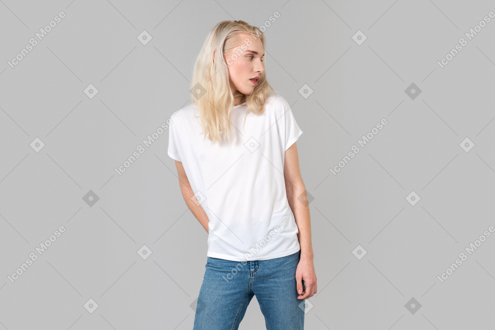 Beautiful young man with long blonde hair