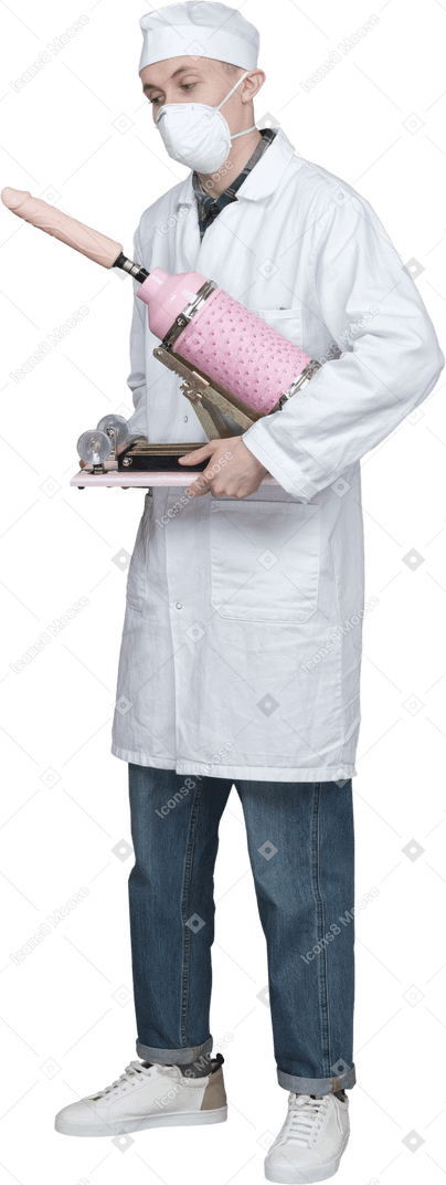 Doctor holding sex machine