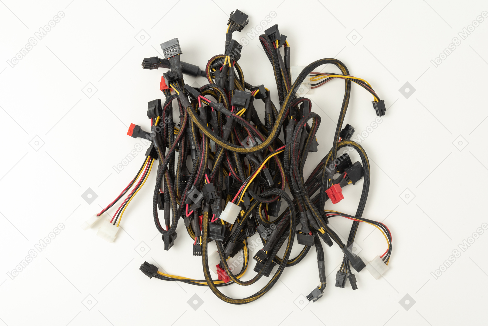 Bunch of wires on a white background