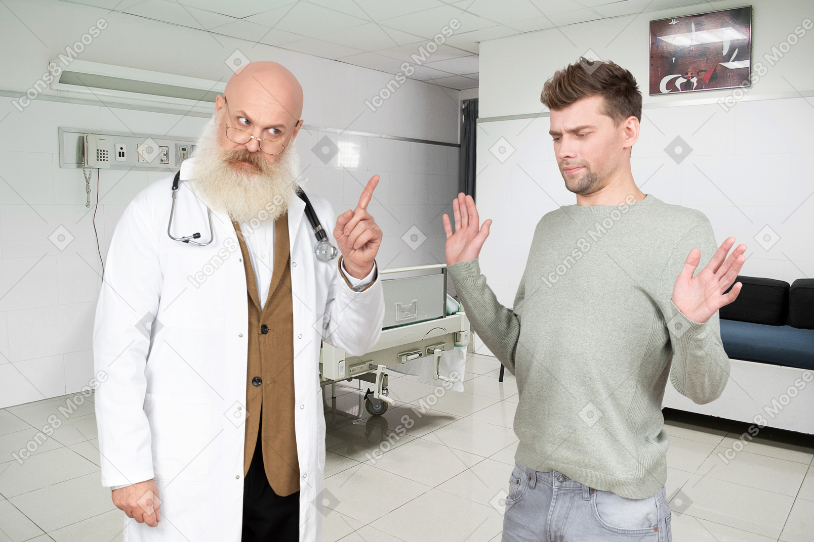 Doctor scolding patient
