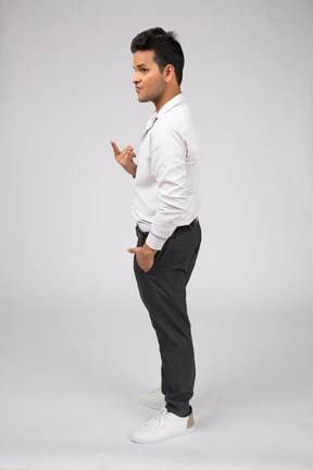 Man in white shirt standing