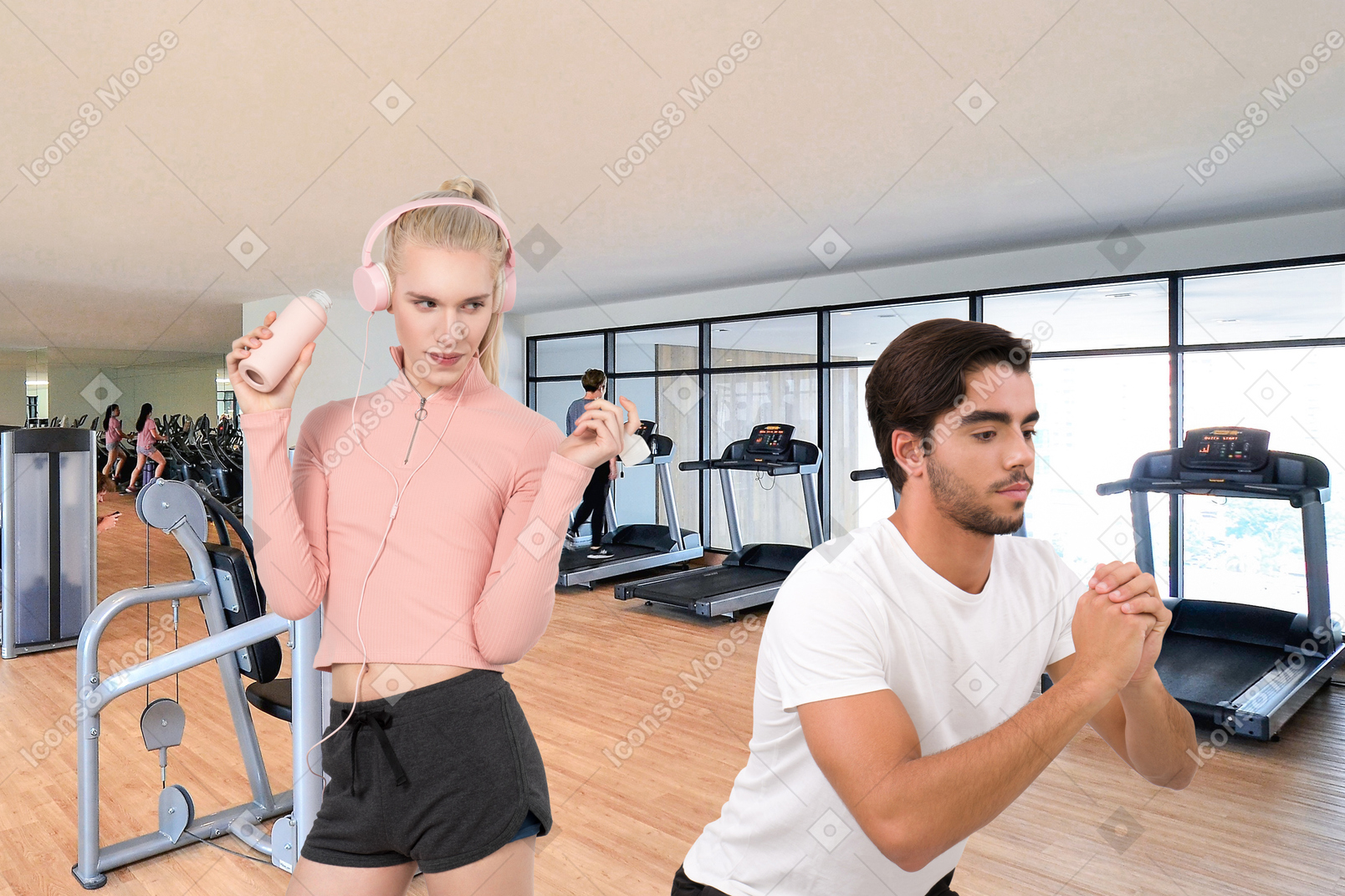 People exercising in a gym