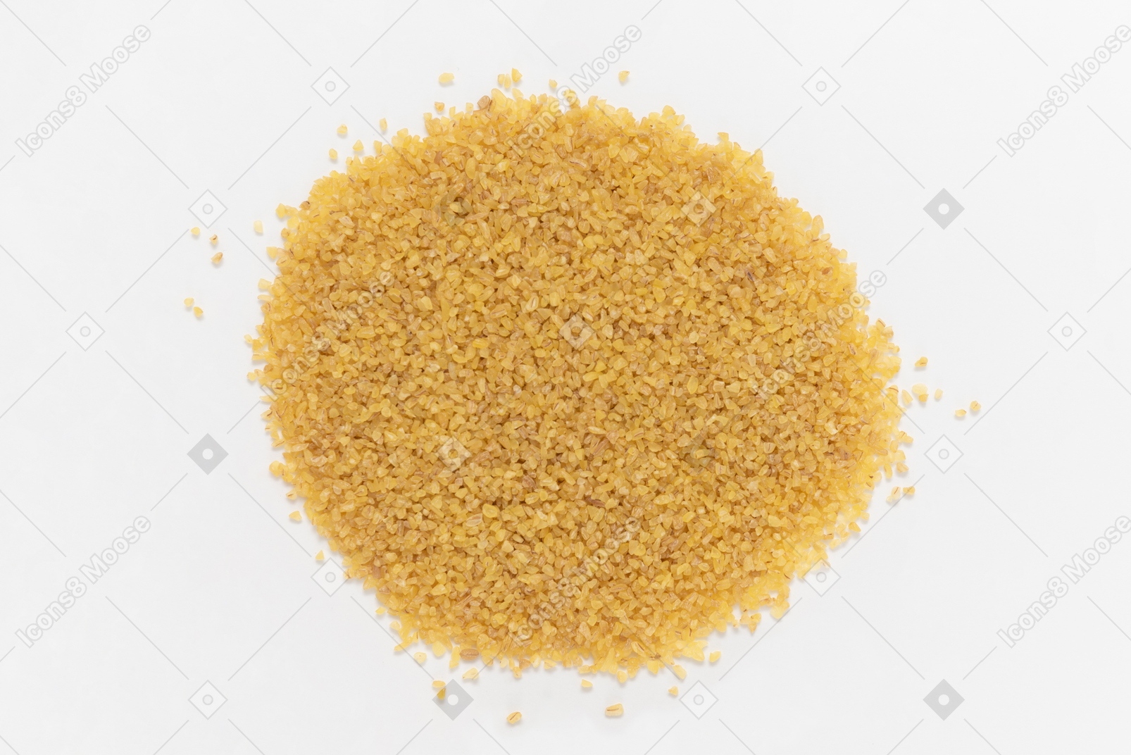 Pile of yellow seeds on white background