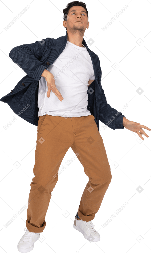 Man in casual clothes dancing