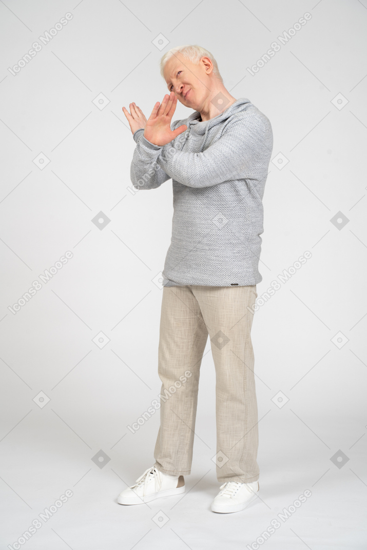 Man showing enough gesture