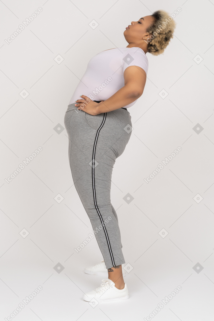 Plump african-american female arching backwards