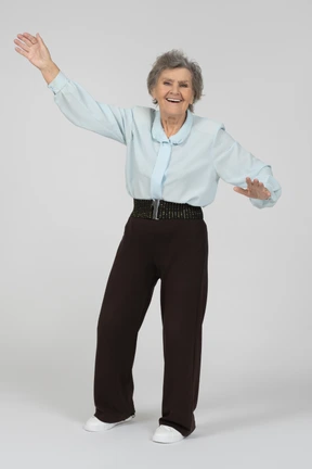 Old lady waving